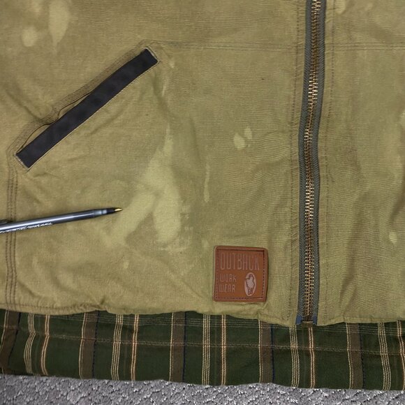 Outback Trading Company Sawbuck Oilskin Vest Men's XL Olive Green Waxed Canvas - Picture 2 of 14